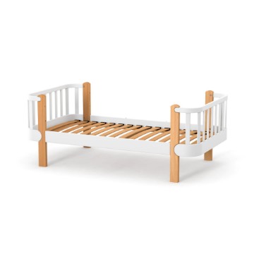Paturi din lemn masiv de fag și PAL, dimensiuni 160x80 cm - model Maia natur